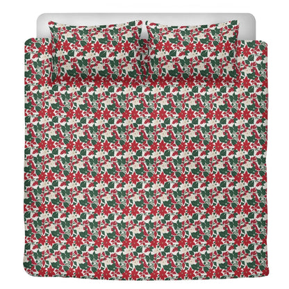 Red and White Poinsettia Flower3 Pcs Beddings - DeRose Seasonal
