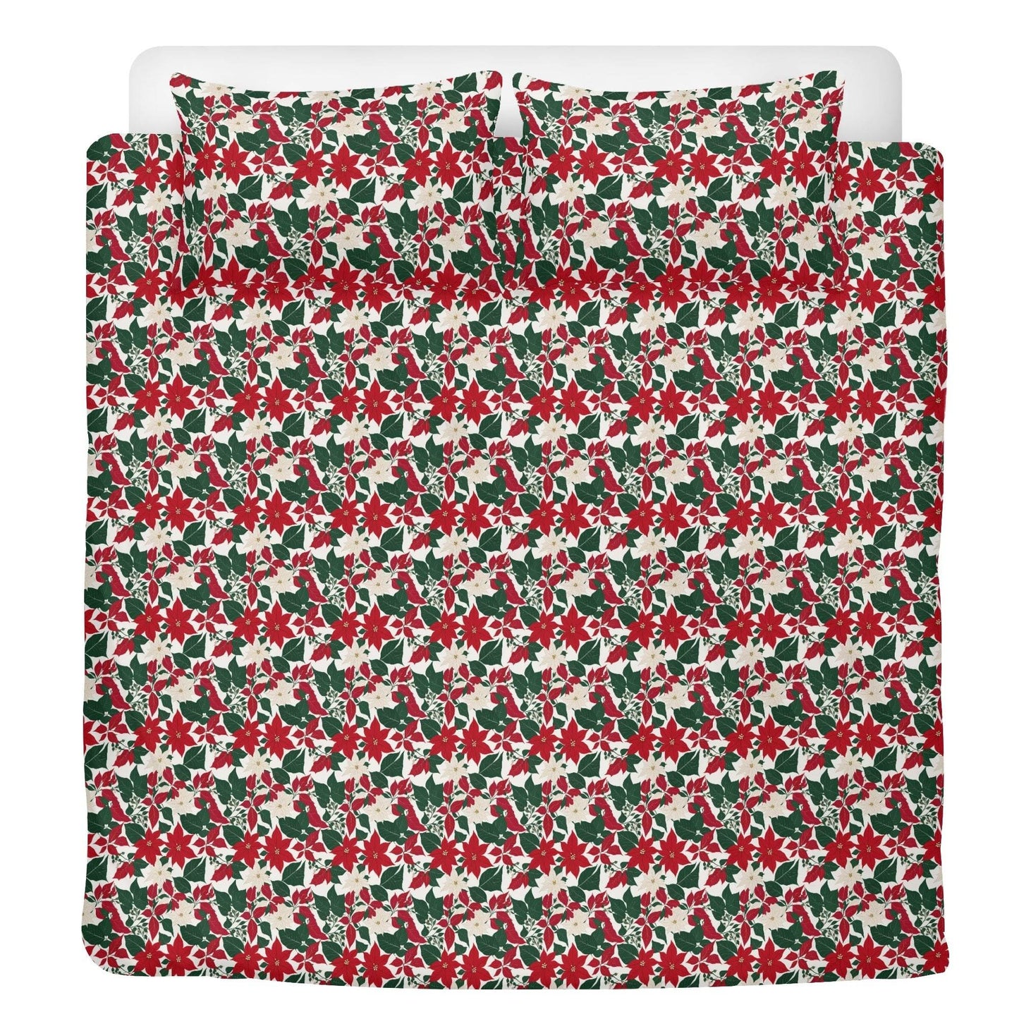 Red and White Poinsettia Flower3 Pcs Beddings - DeRose Seasonal