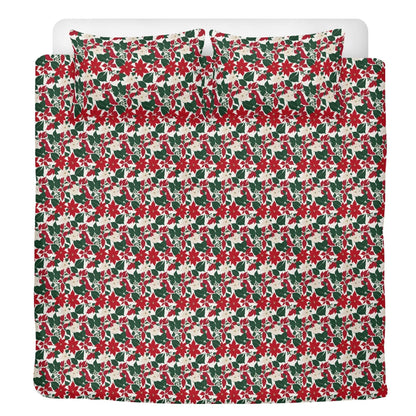 Red and White Poinsettia Flower3 Pcs Beddings - DeRose Seasonal