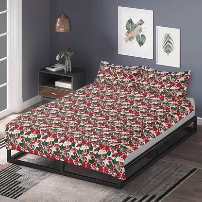 Red and White Poinsettia Flower3 Pcs Beddings - DeRose Seasonal