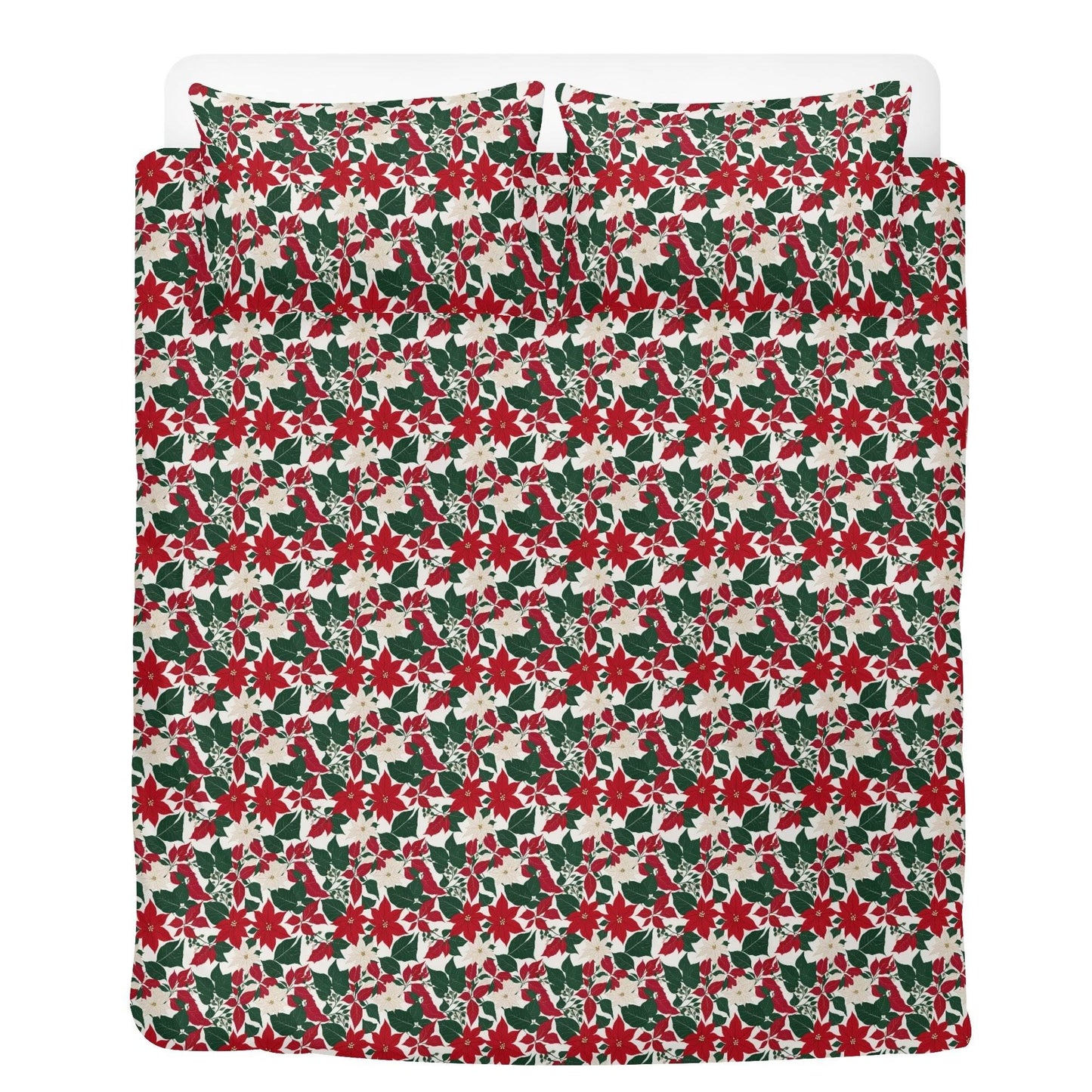 Red and White Poinsettia Flower3 Pcs Beddings - DeRose Seasonal
