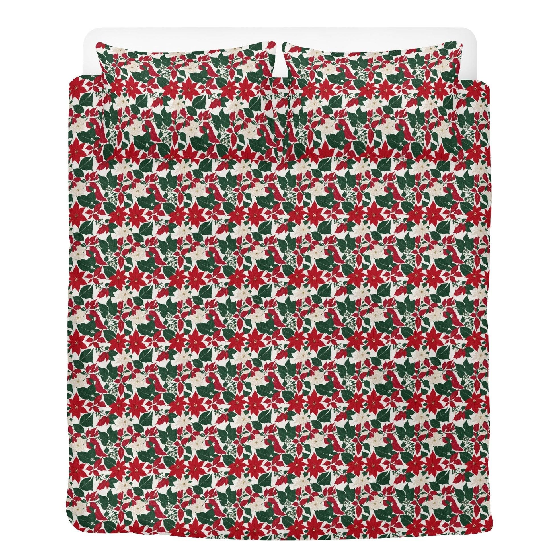 Red and White Poinsettia Flower3 Pcs Beddings - DeRose Seasonal