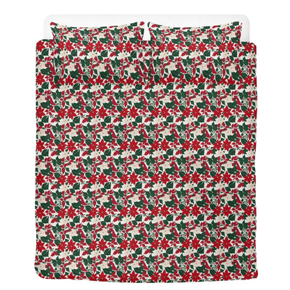 Red and White Poinsettia Flower3 Pcs Beddings - DeRose Seasonal