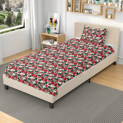 Red and White Poinsettia Flower3 Pcs Beddings - DeRose Seasonal