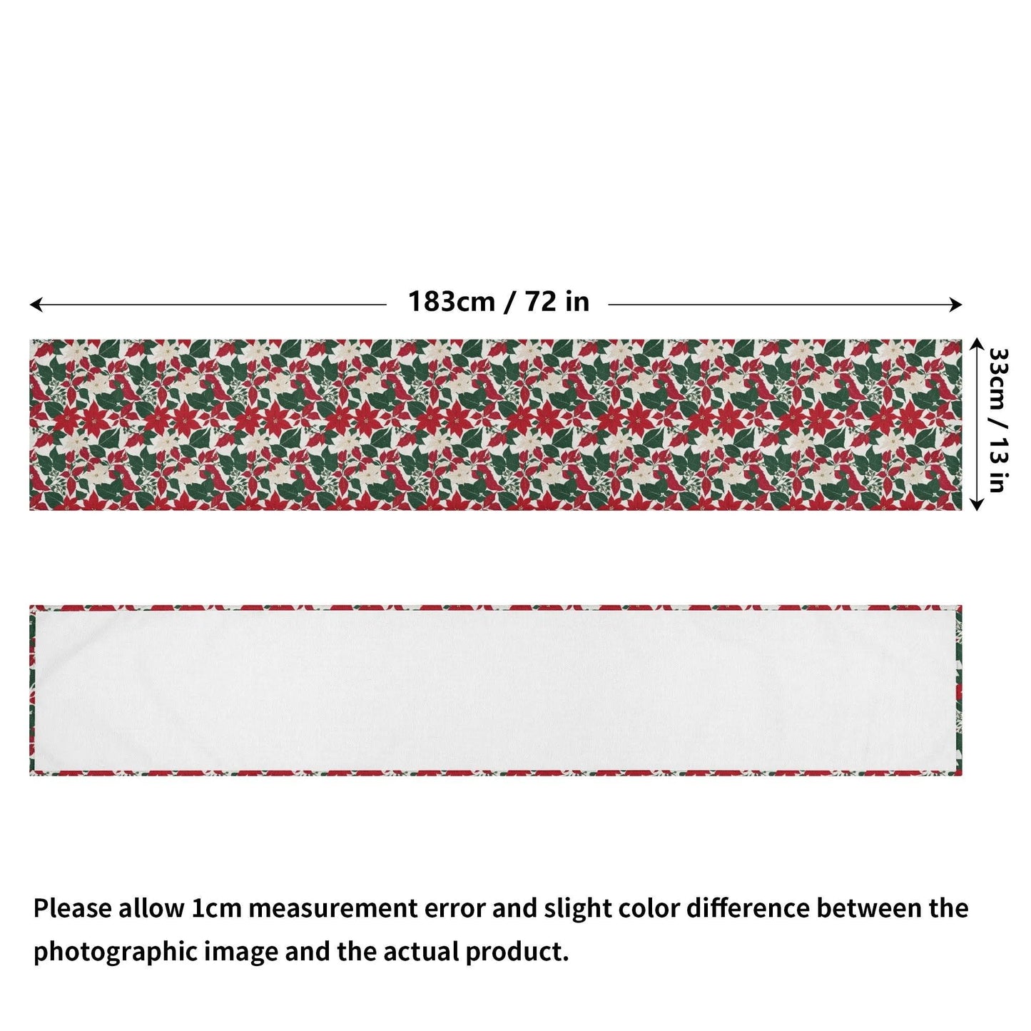 Red and White Poinsettia Flowers Polyester Table Runner - DeRose Seasonal