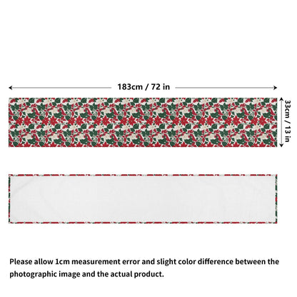 Red and White Poinsettia Flowers Polyester Table Runner - DeRose Seasonal