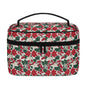 Red and White Poinsettia Leather Cosmetic Bag - DeRose Seasonal