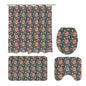 Wild Flowers Bathroom Four-Piece Set(Shower Curtain + Toilet Cover Mat + Toilet Foot Mat + Floor Mat)| Polyester - DeRose Seasonal
