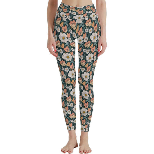 Tulips and Daisy's Women's Polyester Yoga pants Leggings - DeRose Seasonal