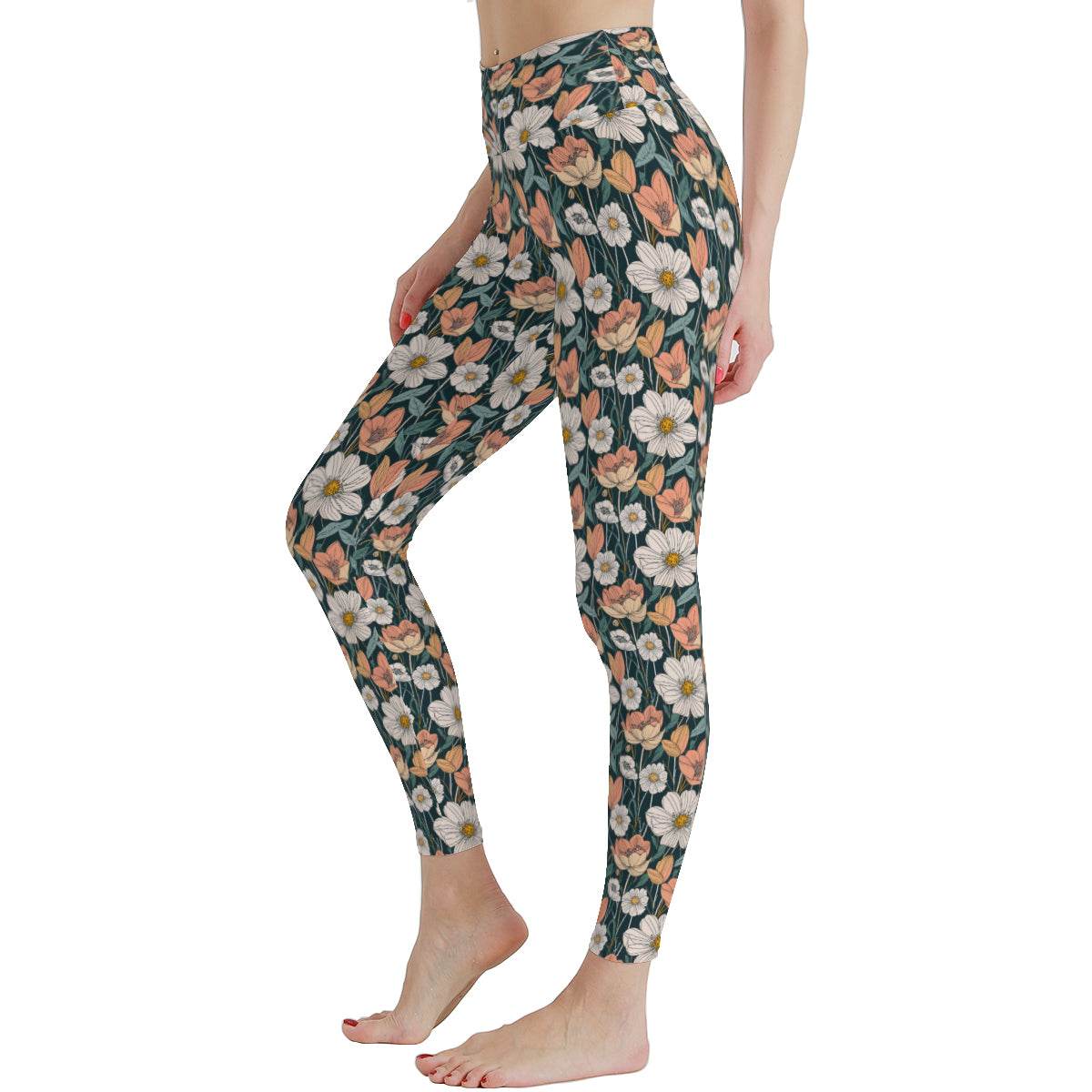Tulips and Daisy's Women's Polyester Yoga pants Leggings - DeRose Seasonal