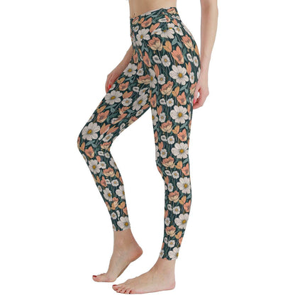 Tulips and Daisy's Women's Polyester Yoga pants Leggings - DeRose Seasonal