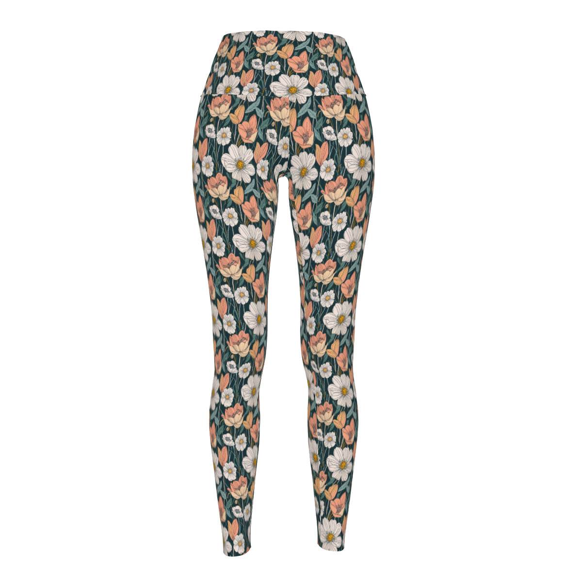 Tulips and Daisy's Women's Polyester Yoga pants Leggings - DeRose Seasonal