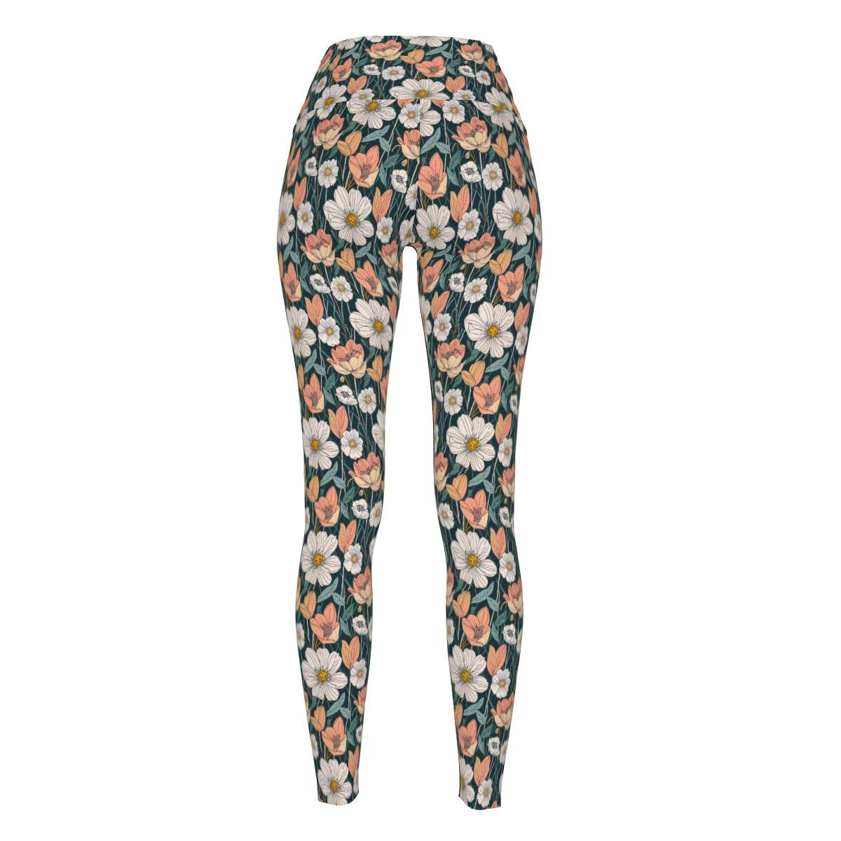 Tulips and Daisy's Women's Polyester Yoga pants Leggings - DeRose Seasonal