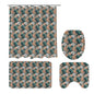 Pastel Floral Bathroom Four-Piece Set(Shower Curtain + Toilet Cover Mat + Toilet Foot Mat + Floor Mat)| Polyester - DeRose Seasonal