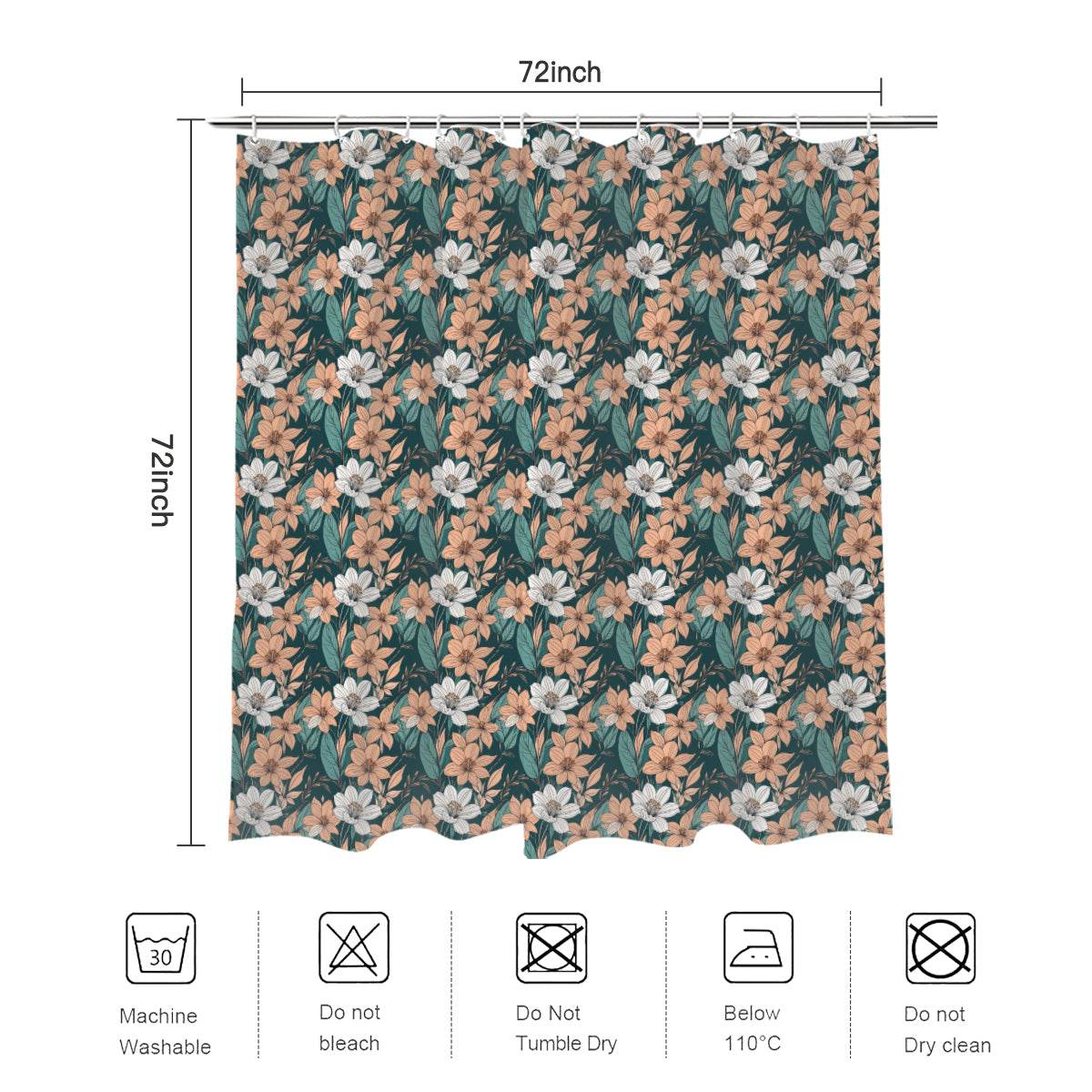 Pastel Floral Bathroom Four-Piece Set(Shower Curtain + Toilet Cover Mat + Toilet Foot Mat + Floor Mat)| Polyester - DeRose Seasonal