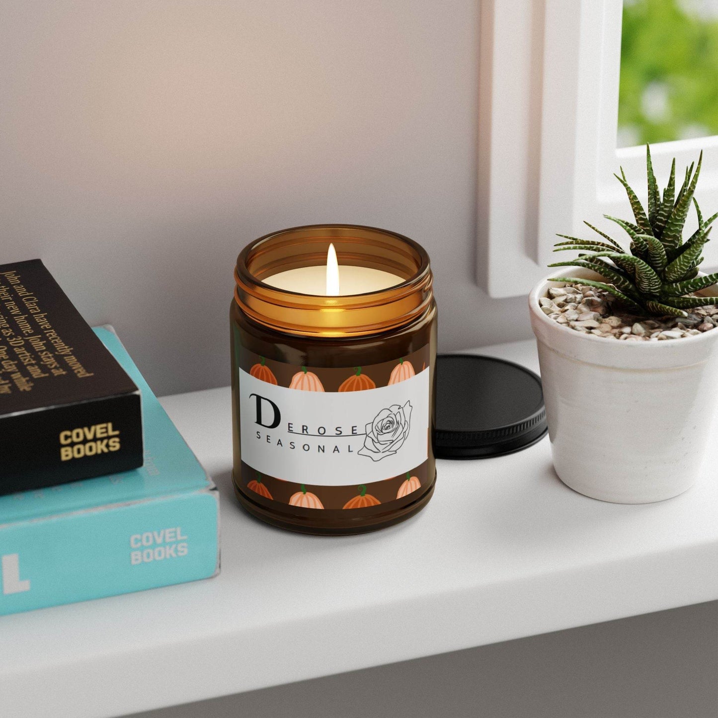 Scented Fall Candle (Multi-Size, Amber Jar) by DeRose - DeRose Seasonal