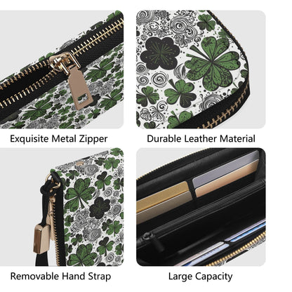 Scribble Clover Leather Women's Zipper Wristlet Wallet - DeRose Seasonal