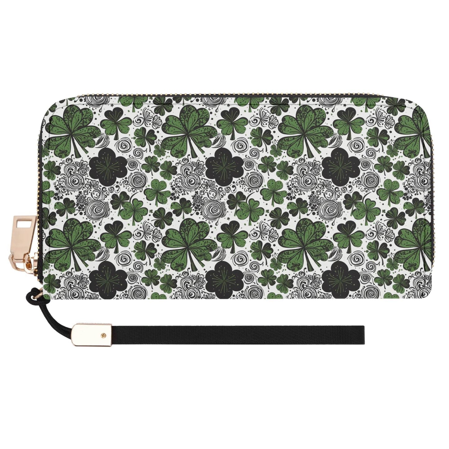 Scribble Clover Leather Women's Zipper Wristlet Wallet - DeRose Seasonal