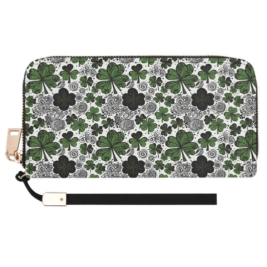 Scribble Clover Leather Women's Zipper Wristlet Wallet - DeRose Seasonal