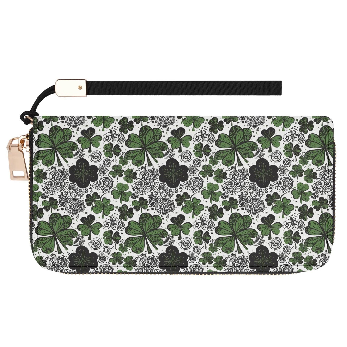 Scribble Clover Leather Women's Zipper Wristlet Wallet - DeRose Seasonal
