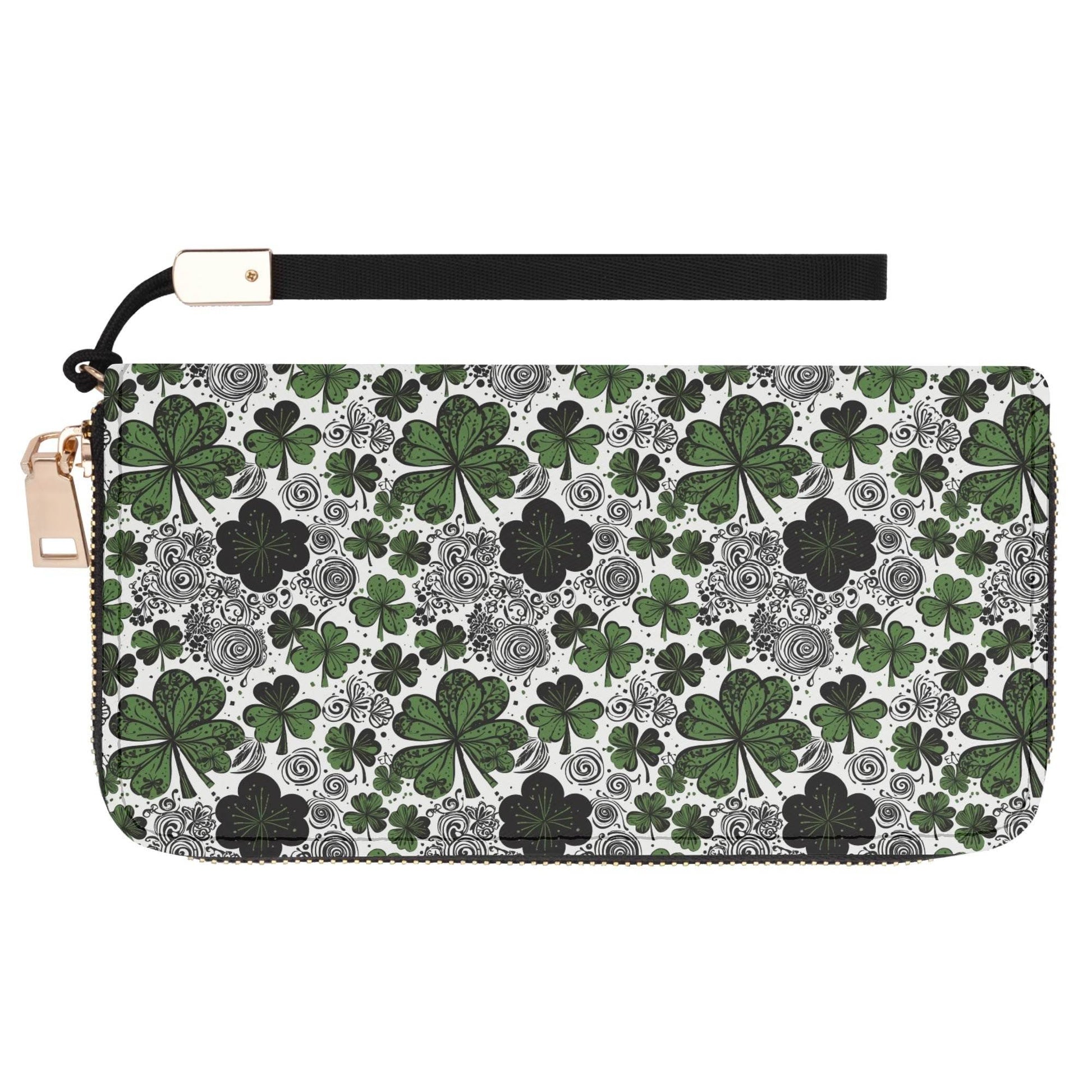 Scribble Clover Leather Women's Zipper Wristlet Wallet - DeRose Seasonal