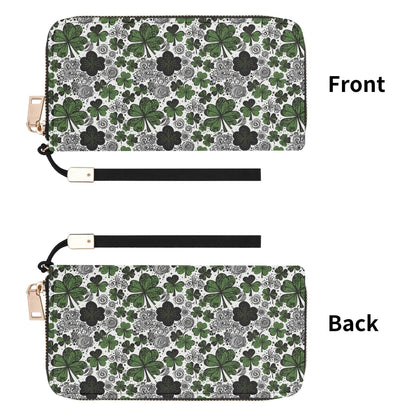 Scribble Clover Leather Women's Zipper Wristlet Wallet - DeRose Seasonal