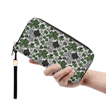 Scribble Clover Leather Women's Zipper Wristlet Wallet - DeRose Seasonal