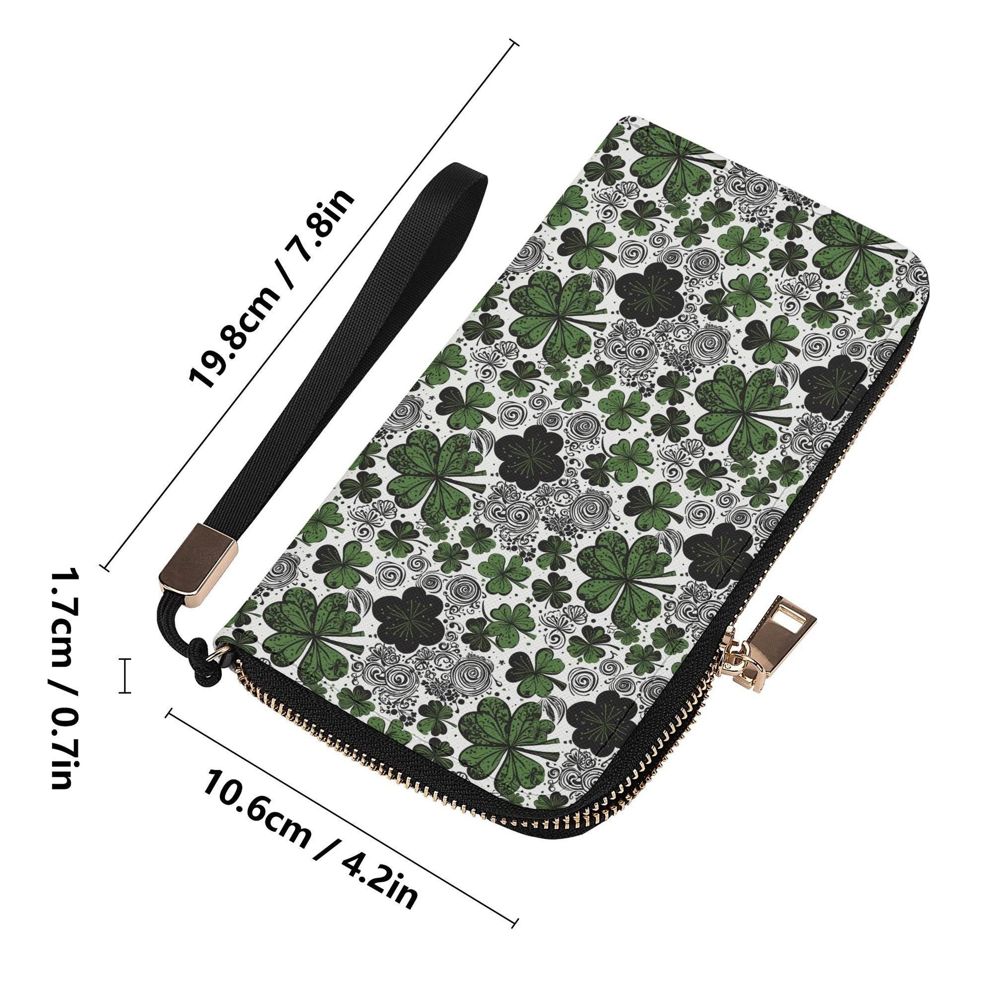 Scribble Clover Leather Women's Zipper Wristlet Wallet - DeRose Seasonal