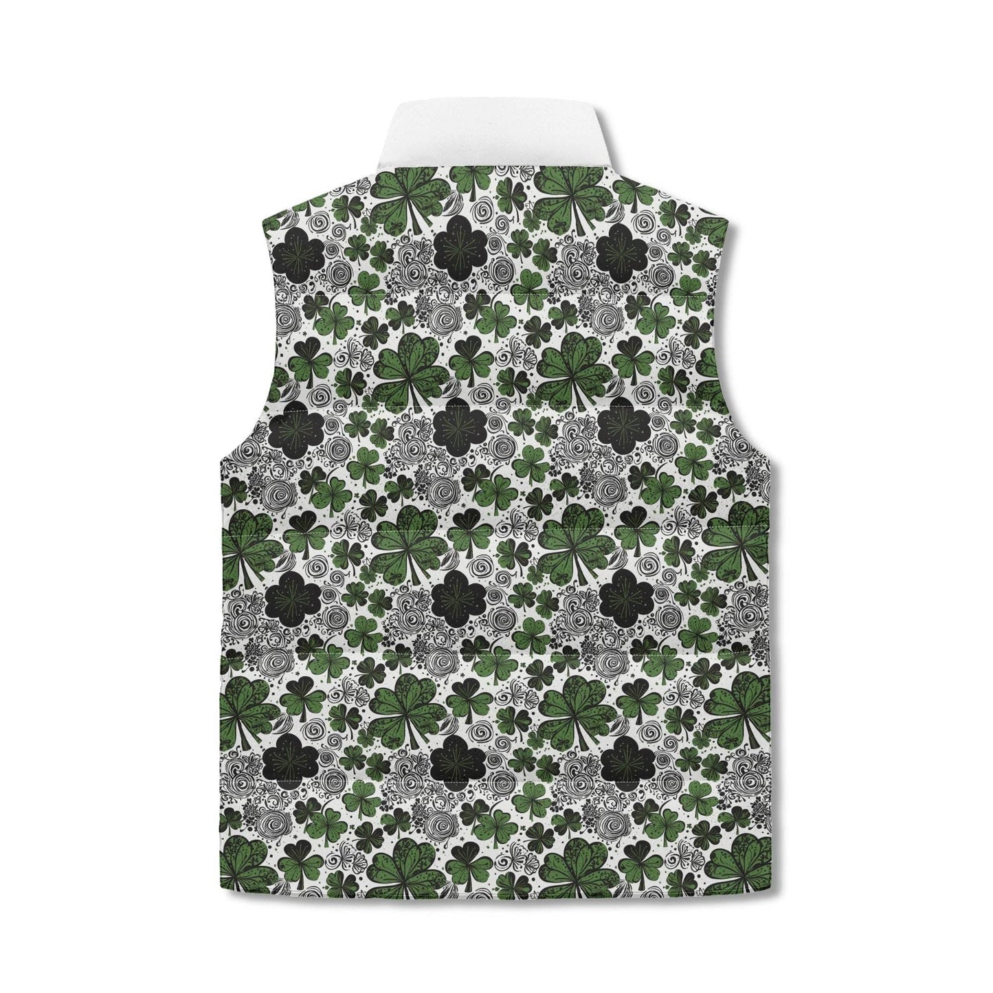 Scribble Clover Unisex Lightweight Stand Collar Zip Up Puffer Vest - DeRose Seasonal