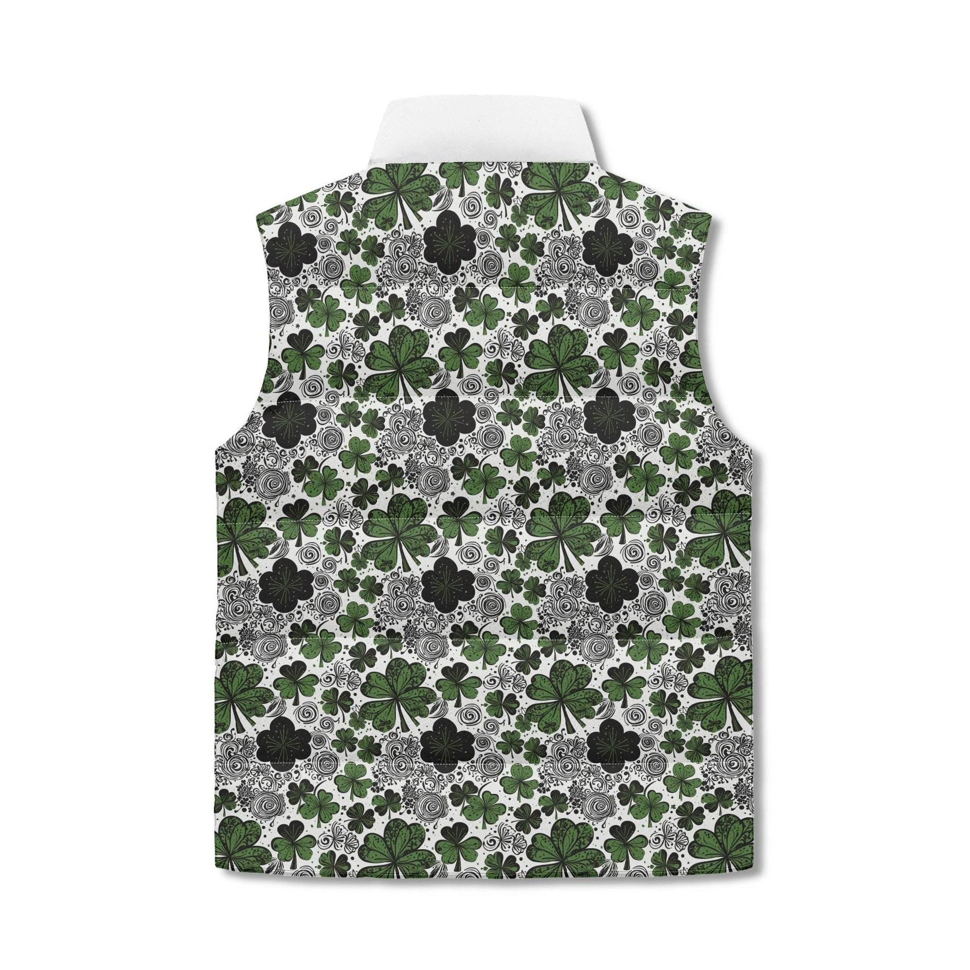 Scribble Clover Unisex Lightweight Stand Collar Zip Up Puffer Vest - DeRose Seasonal