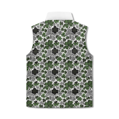 Scribble Clover Unisex Lightweight Stand Collar Zip Up Puffer Vest - DeRose Seasonal