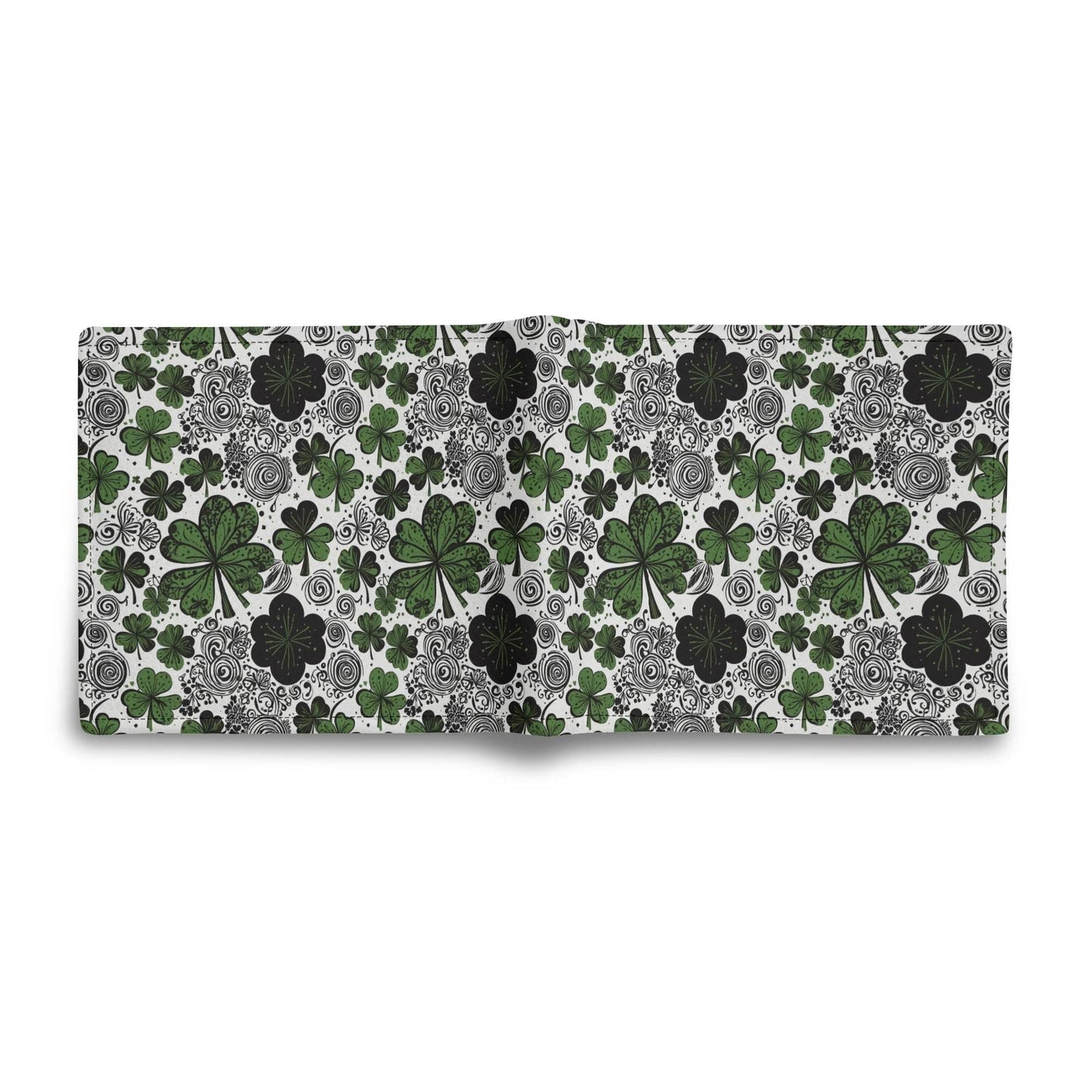 Scribble Clovers Leather Men's Folded Wallet - DeRose Seasonal