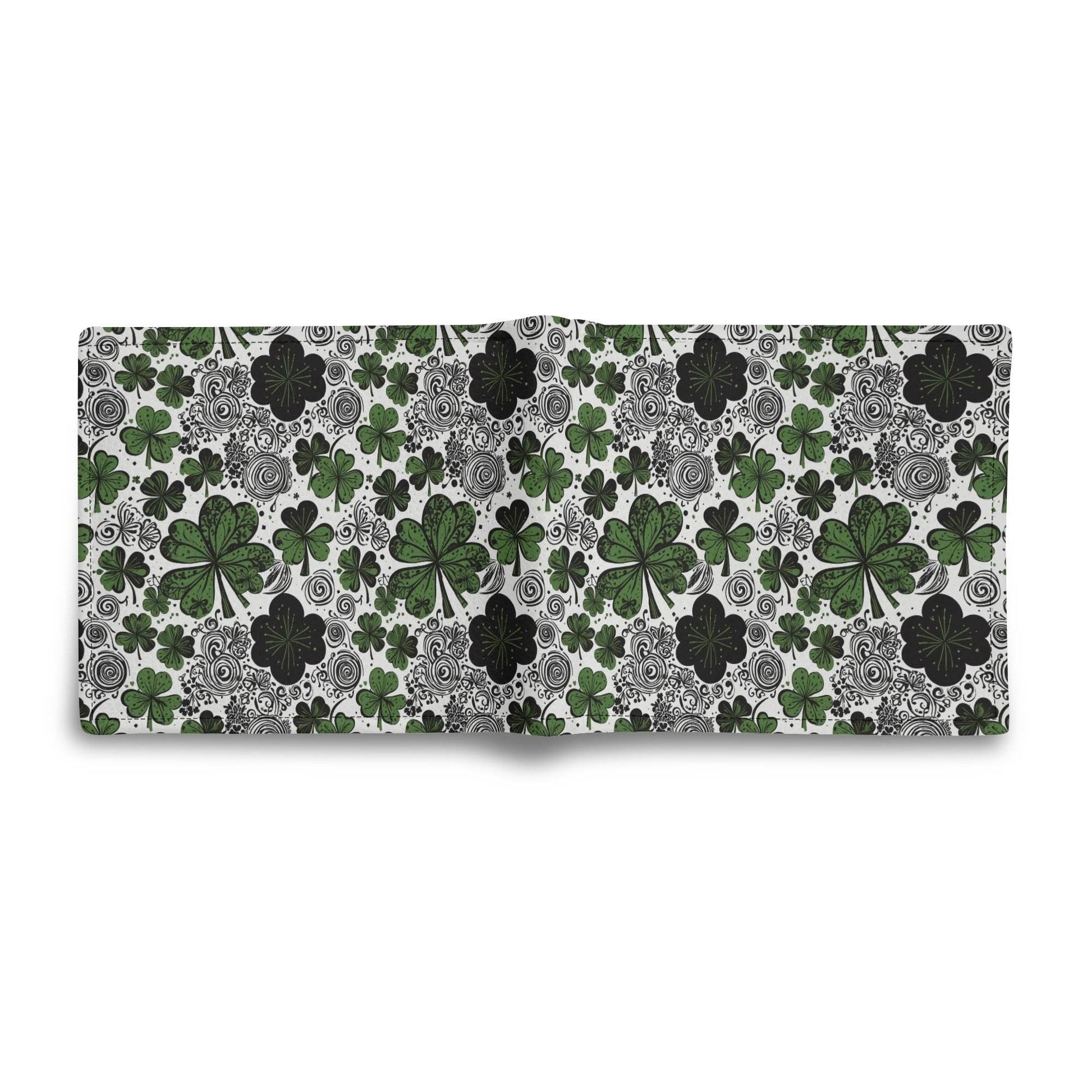 Scribble Clovers Leather Men's Folded Wallet - DeRose Seasonal