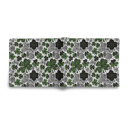 Scribble Clovers Leather Men's Folded Wallet - DeRose Seasonal
