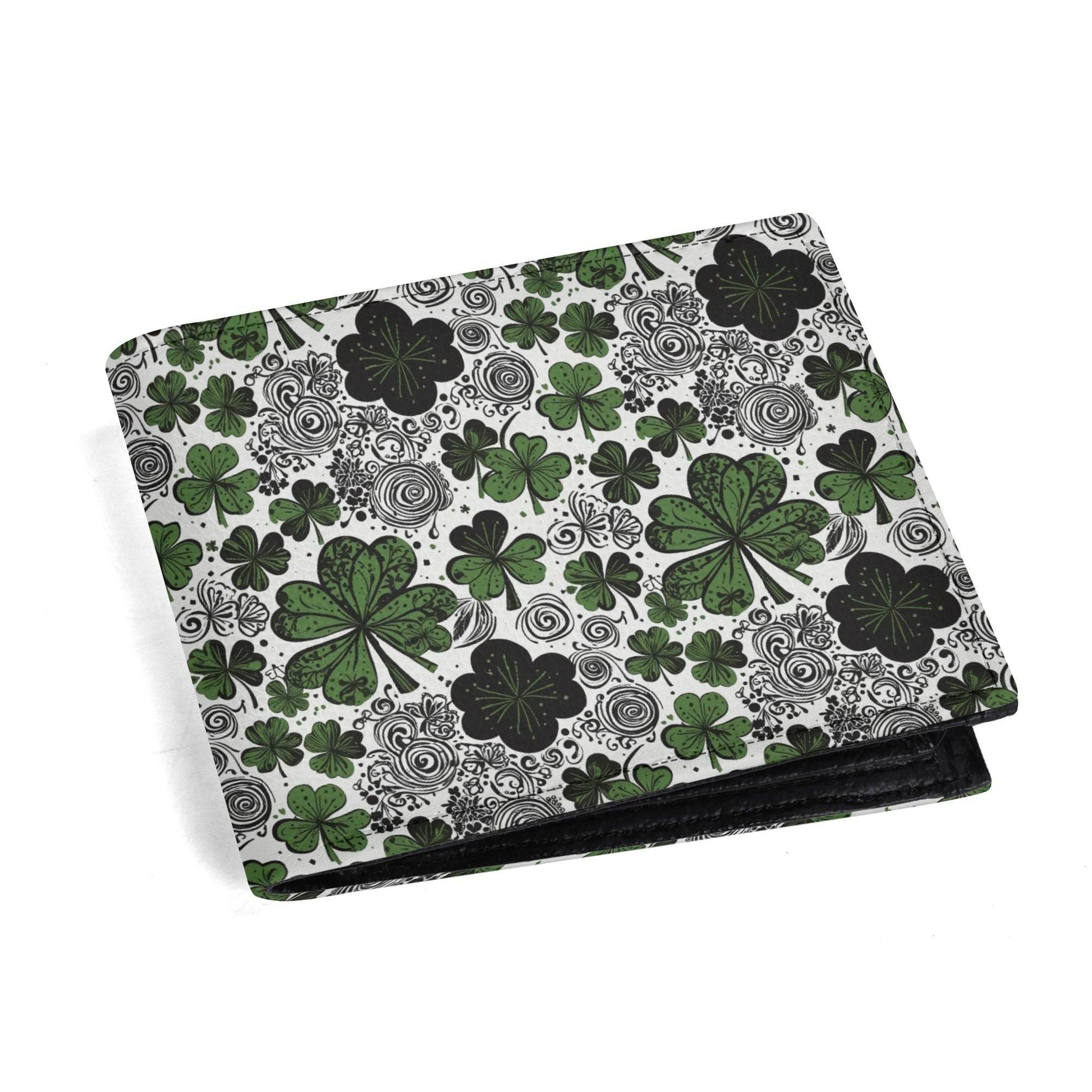 Scribble Clovers Leather Men's Folded Wallet - DeRose Seasonal