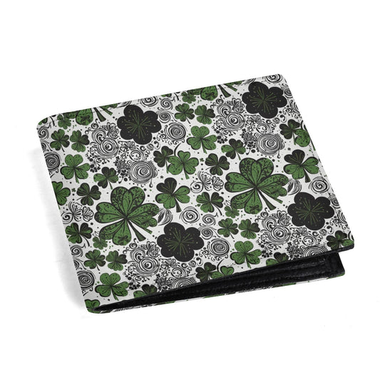 Scribble Clovers Leather Men's Folded Wallet - DeRose Seasonal