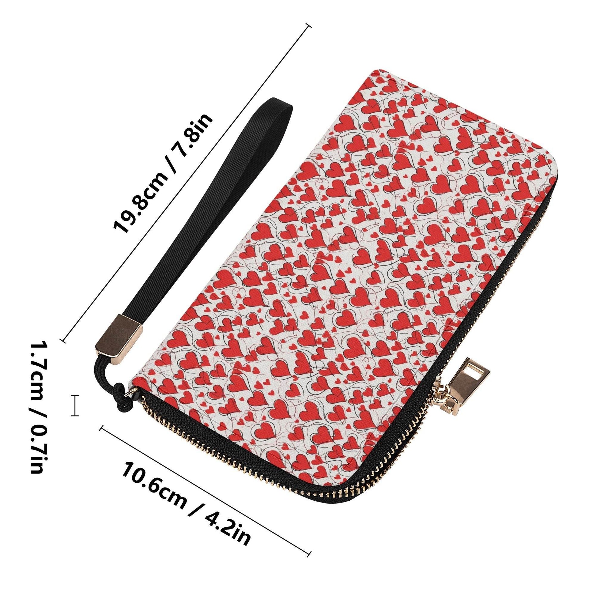 Scribble Hearts Women's Leather Zipper Wristlet Wallet - DeRose Seasonal