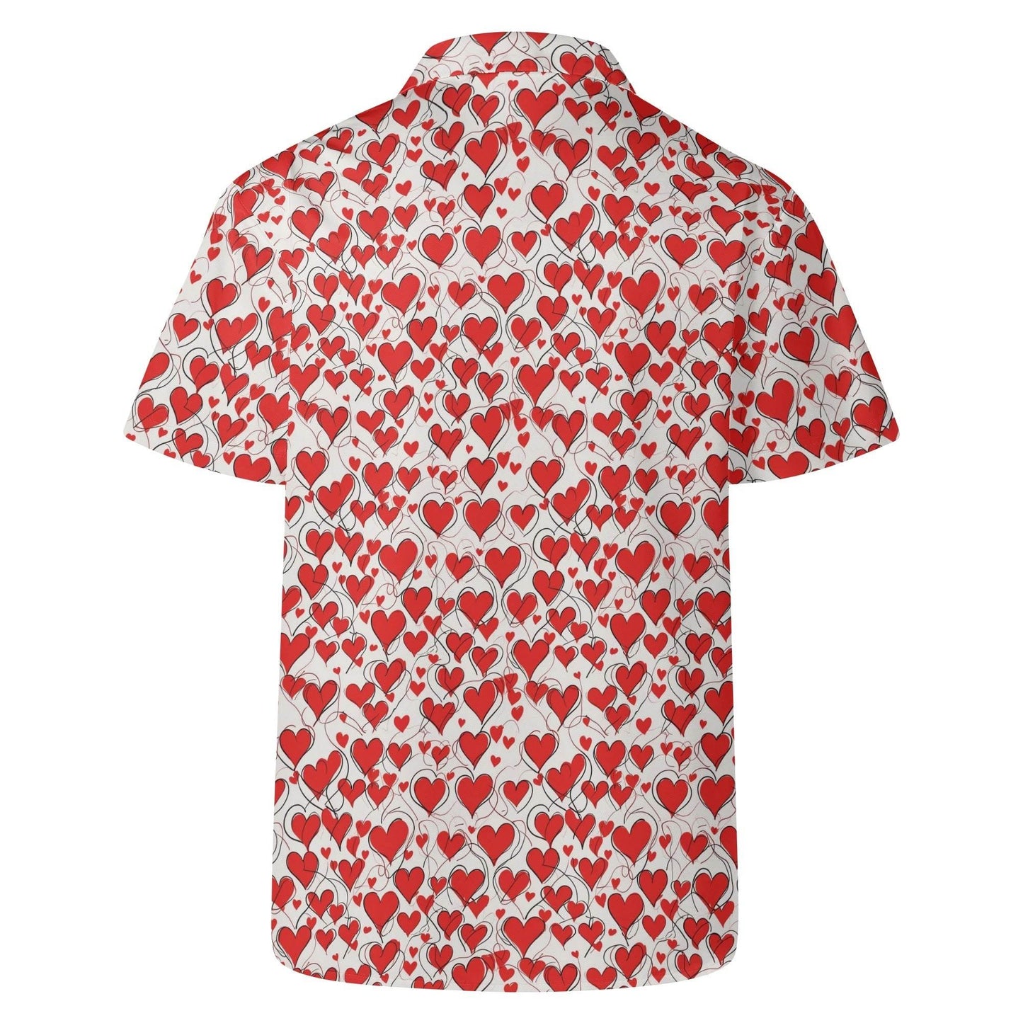 Scribble Hearts Men's Casual Hawaiian Shirt - DeRose Seasonal
