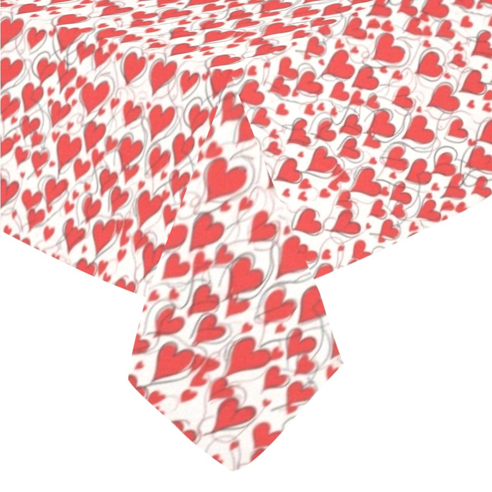 Scribble Hearts Polyester Tablecloth Polyester Tablecloth 70"x 52" DeRose Seasonal