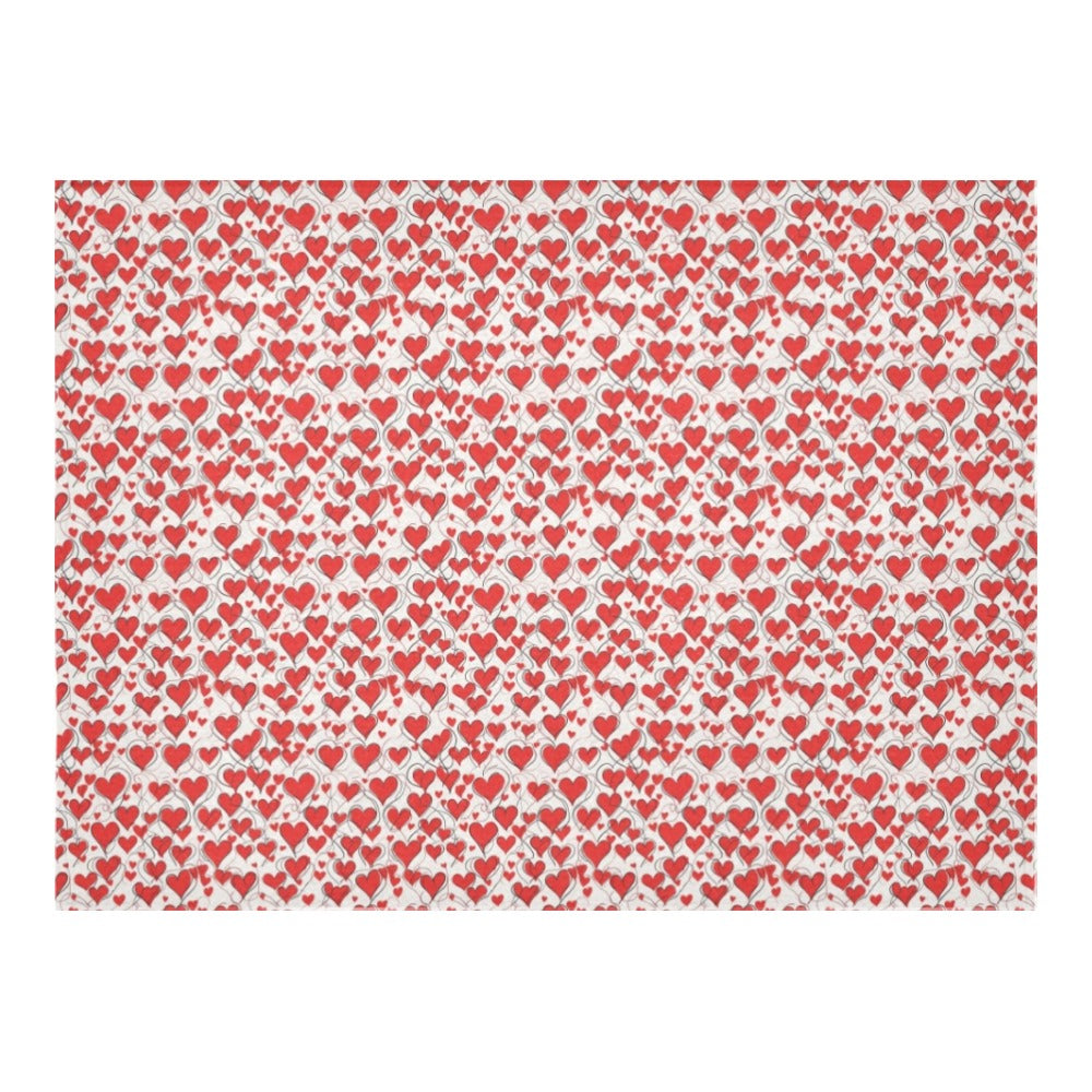 Scribble Hearts Polyester Tablecloth Polyester Tablecloth 70"x 52" DeRose Seasonal