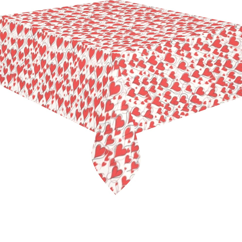 Scribble Hearts Polyester Tablecloth Polyester Tablecloth 70"x 52" DeRose Seasonal