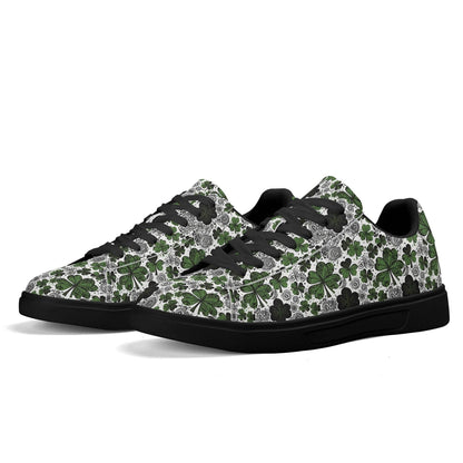 Scribbled Clover Adult Lightweight Brand Low Top Leather Shoes - DeRose Seasonal