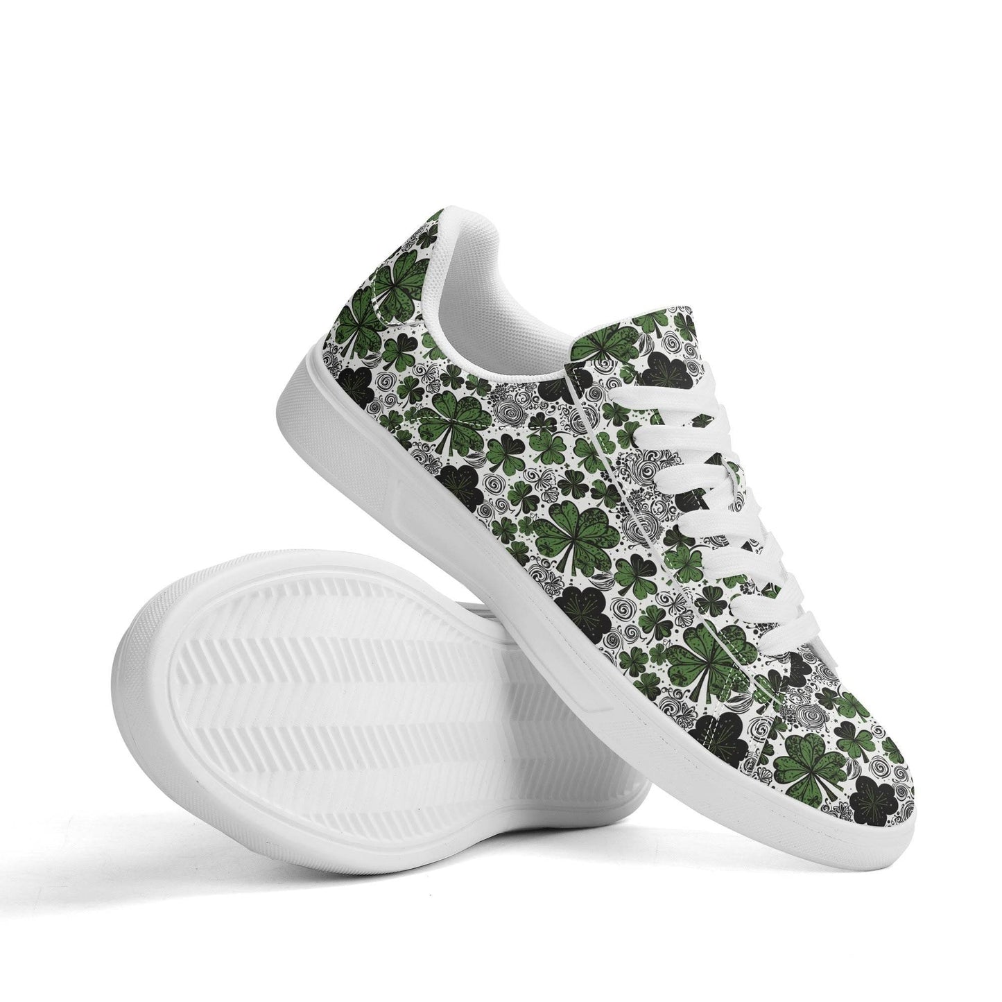 Scribbled Clover Adult Lightweight Brand Low Top Leather Shoes - DeRose Seasonal