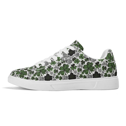 Scribbled Clover Adult Lightweight Brand Low Top Leather Shoes - DeRose Seasonal