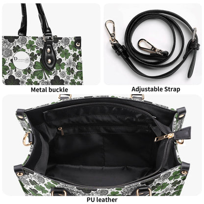 Scribbled Clover Luxury Women Leather Handbag (3 sizes) - DeRose Seasonal