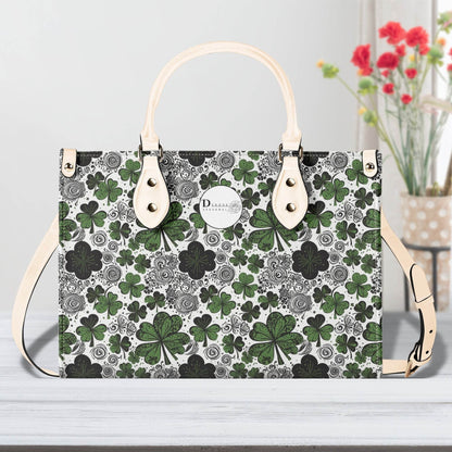 Scribbled Clover Luxury Women Leather Handbag (3 sizes) - DeRose Seasonal
