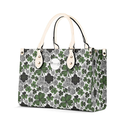 Scribbled Clover Luxury Women Leather Handbag (3 sizes) - DeRose Seasonal