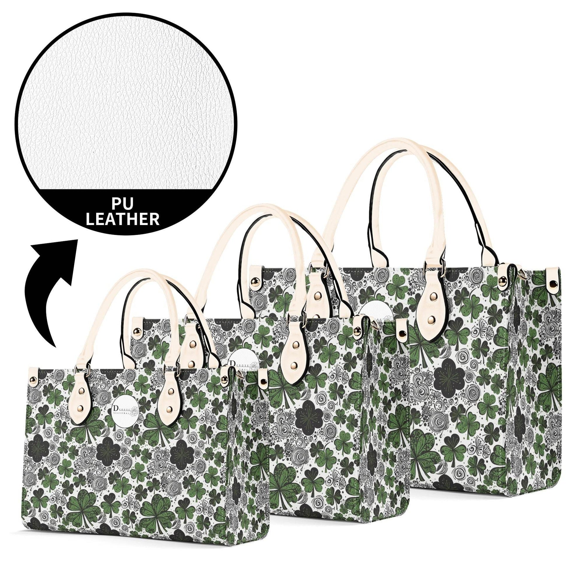 Scribbled Clover Luxury Women Leather Handbag (3 sizes) - DeRose Seasonal