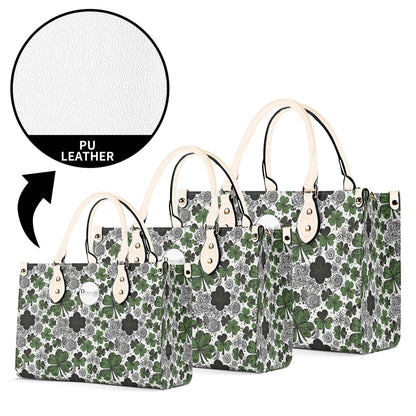 Scribbled Clover Luxury Women Leather Handbag (3 sizes) - DeRose Seasonal