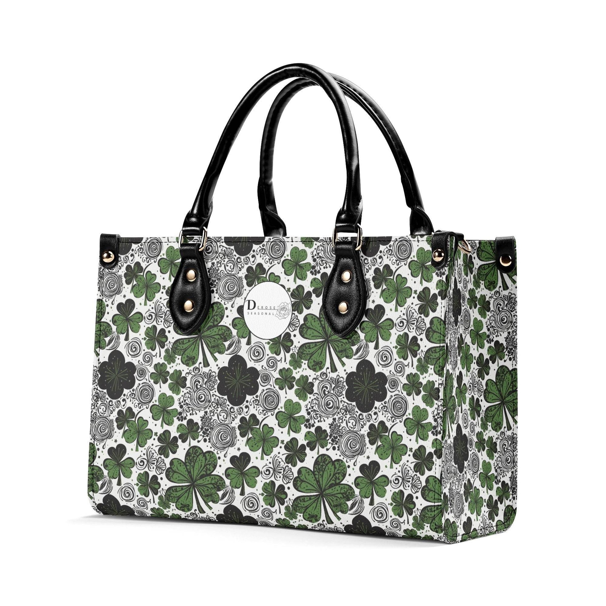 Scribbled Clover Luxury Women Leather Handbag (3 sizes) - DeRose Seasonal